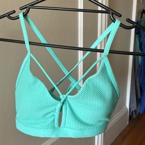 Very good condition Lorna Jane Teal Strappy Padded Sports Bra size M